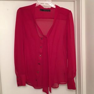 Patterson J Kincaid red sheer top